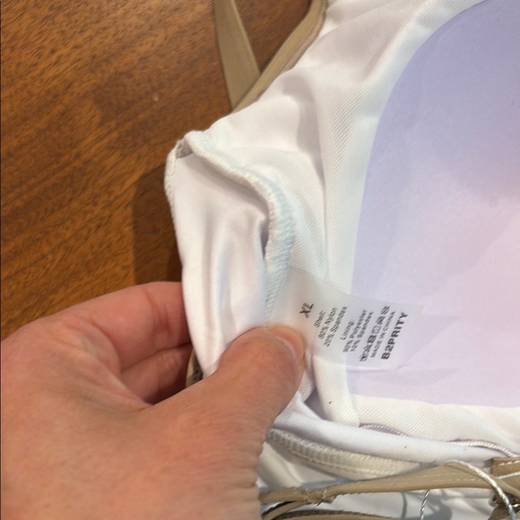 Two-Tone Brown and Cream Women's One-Piece Swimsuit - Picture 10 of 10